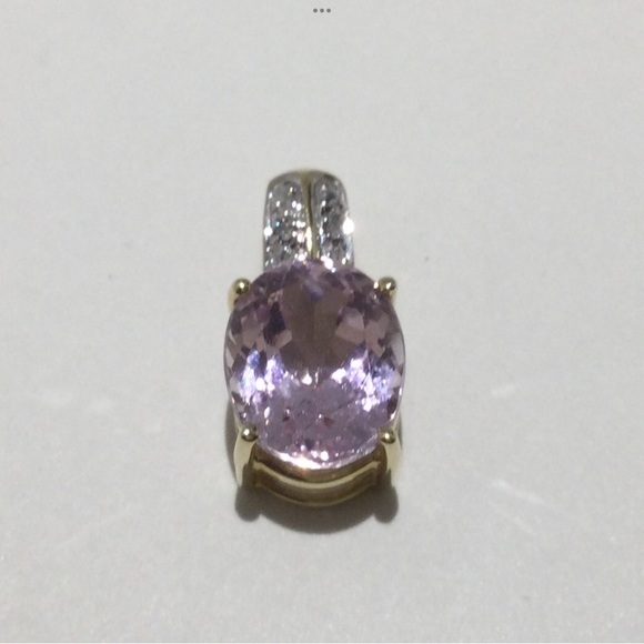 14K Kunzite and Diamond Pendant - Picture 2 of 12